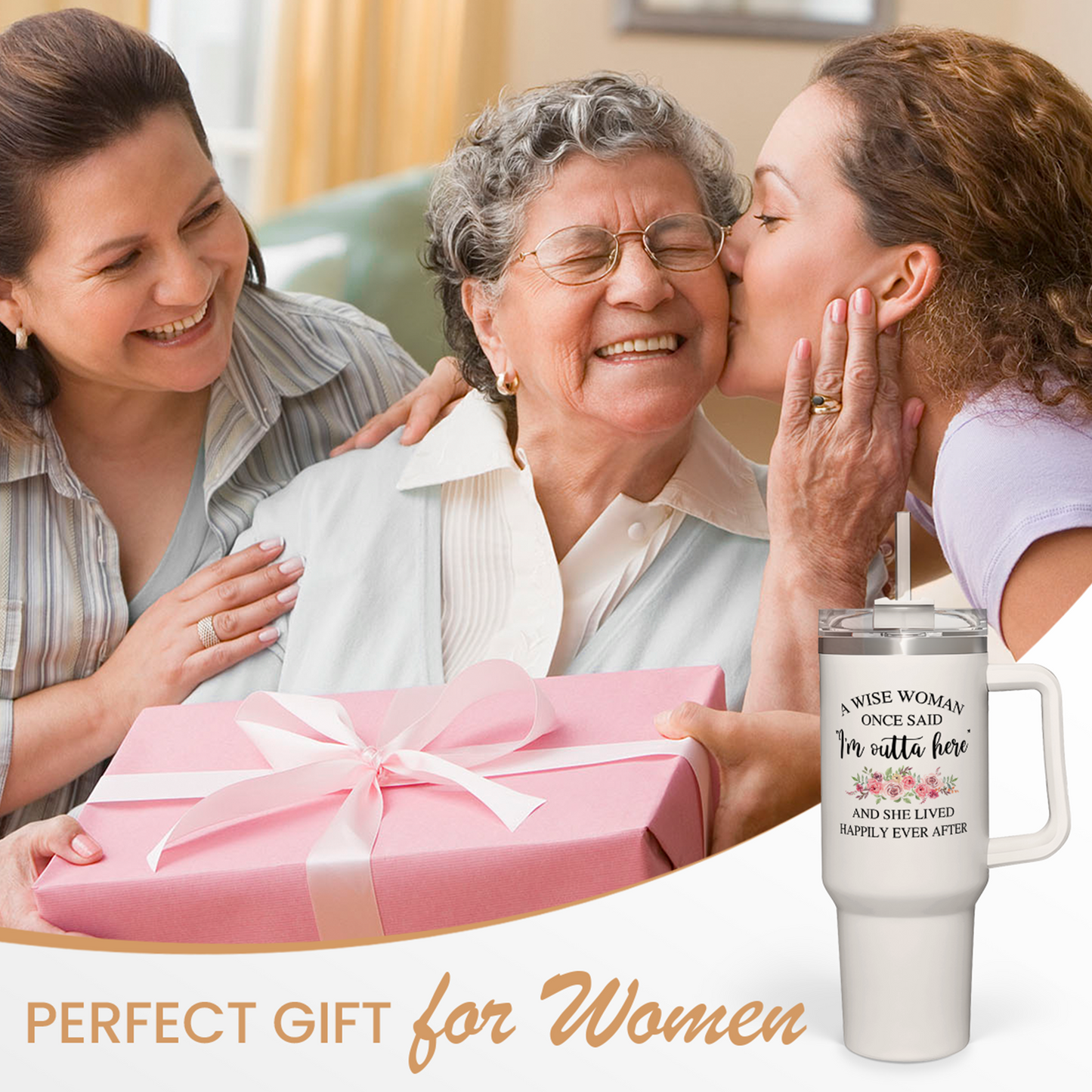 Retirement Gifts for Women Tumbler 40oz Stainless Steel with Handle and Straw, Happy Retirement Gifts - Coworker Leaving Gifts, Farewell Gifts, Goodbye Gifts for Colleagues Work Bestie