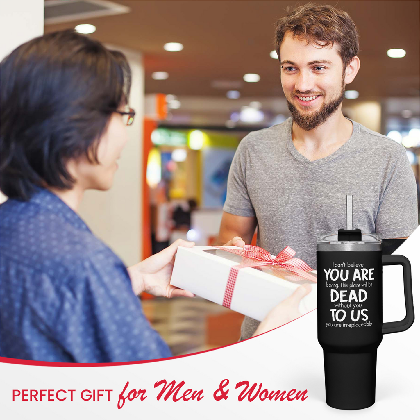 Leaving Job Gifts for Coworkers You Are Dead toUs Tumbler 40oz Stainless Steel with Handle and Straw, Farewell Gifts, New Job Gifts, Going Away Gift for Colleagues Men Women