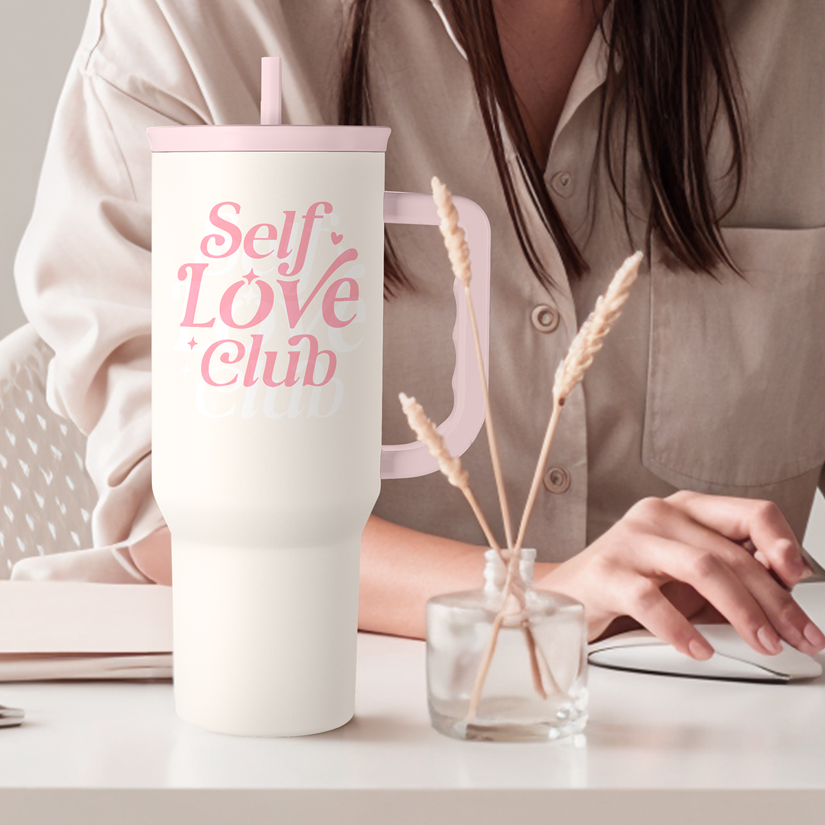 Inspirational Gifts for Women Girls, Inspiration Stainless Steel Insulated Tumbler with Handle, Self Love Clup Coffee Travel Mug Cup, Gift for Birthday Christmas, 40oz