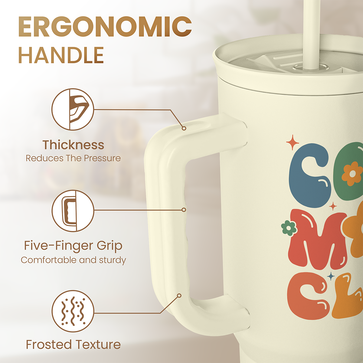 Mom Tumbler with Handle 40oz, Cool Mom Club Cup Stainless Steel Insulated Tumblers Coffee Travel Mugs, Gifts for Moms from Daughter Son, Best Mother Gift for Birthday Christmas Mothers Day
