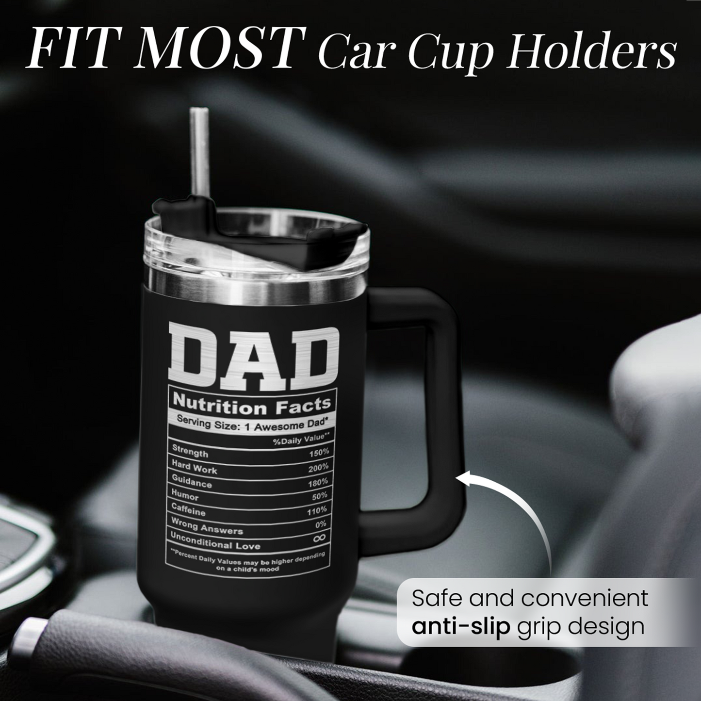 Best Dad Ever Tumbler 40Oz, Gifts for Dad for Christmas Birthday Valentine Fathers Day, Dad Coffee Cup Stainless Steel Insulated Tumblers with Lid & Straw, Dads Gift from Daughter Son