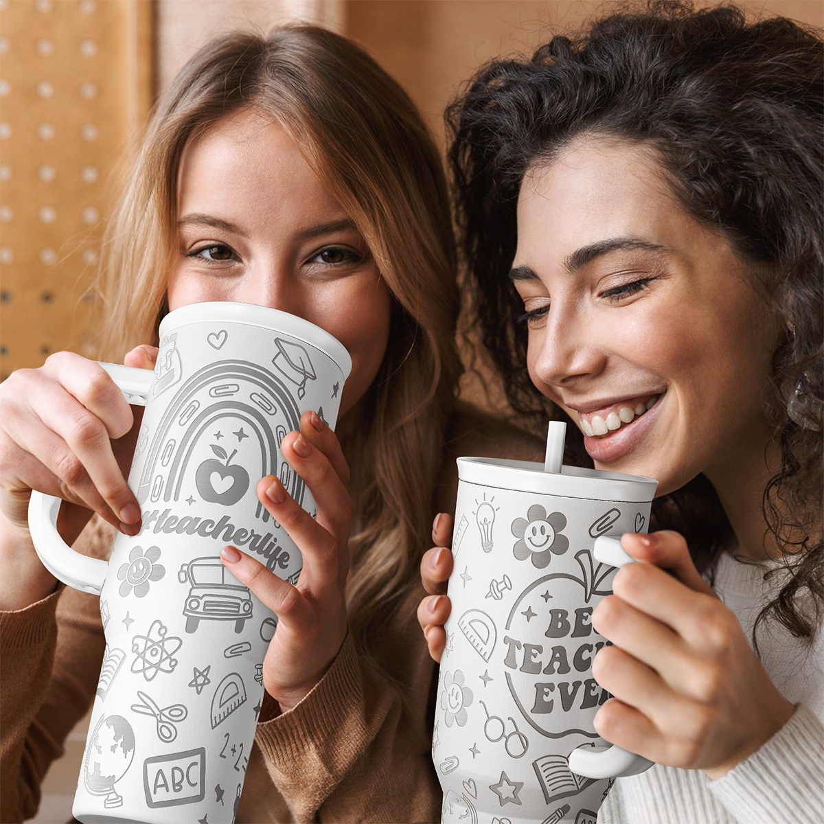 Best Teacher Ever Tumbler 40oz, Stainless Steel Insulated Coffee Travel Cups with Handle, Teacher Appreciation Gifts for Women, Teachers Gift for Valentines Farewell Birthday Christmas Teacher's Day