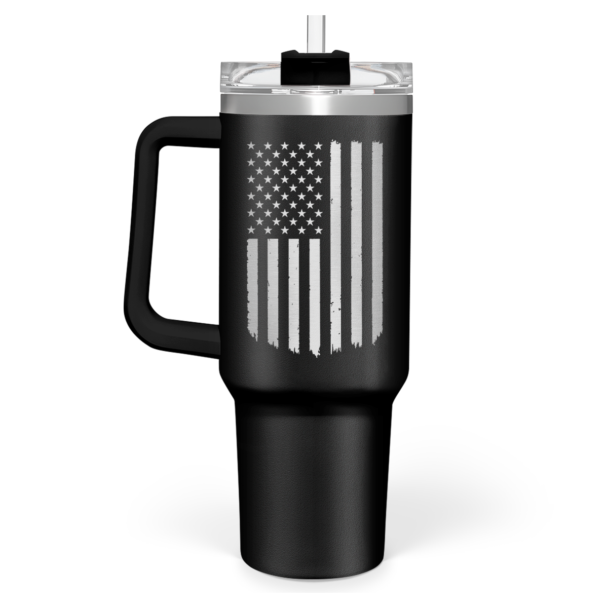American Flag Tumbler with Handle, America 40oz Stainless Steel Insulated Coffee Mug with Lid & Straw, America Gifts for Men Women, USA Tumblers Cup Gift for Christmas