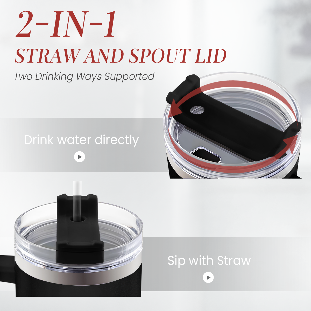 American Flag Tumbler with Handle, America 40oz Stainless Steel Insulated Coffee Mug with Lid & Straw, America Gifts for Men Women, USA Tumblers Cup Gift for Christmas