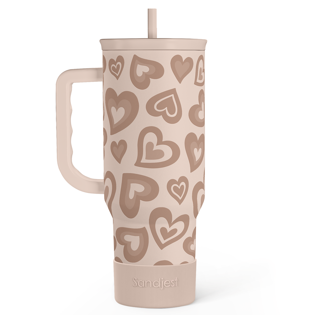 Heart Tumbler with Handle and Straw 40oz – Stainless Sleel Slider Tumbler Travel Coffee Mug for Women - Gift Idea for Birthday Christmas Valentine's Day