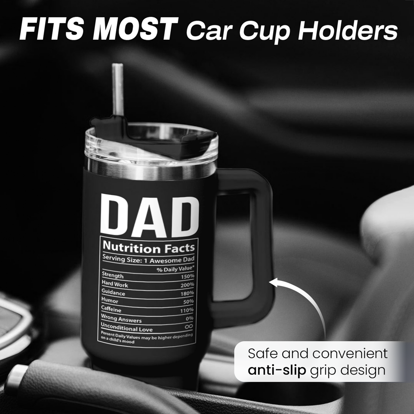 Dad Gifts for Dad from Daughter Son Best Dad Ever Tumbler with Handle 40oz Stainless Steel Insulated - Coffee Tumbler for Dad Father's Day Birthday Christmas Cup Gift Set with Lid & Straw