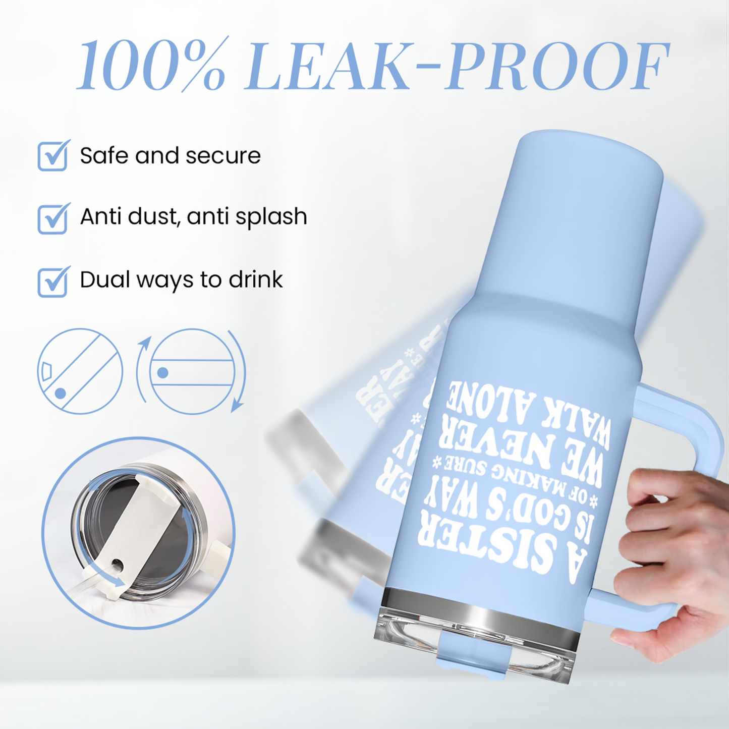 Sisters Gifts from Sister - Tumbler 40oz Stainless Steel Insulated with Handle and Straw Christmas Birthday Friendship Gifts for Soul Sister BFF Bestie Best Friends