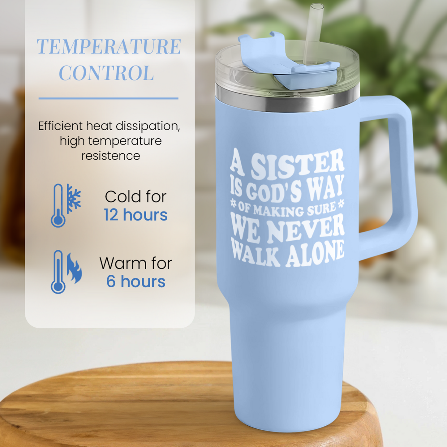 Sisters Gifts from Sister - Tumbler 40oz Stainless Steel Insulated with Handle and Straw Christmas Birthday Friendship Gifts for Soul Sister BFF Bestie Best Friends