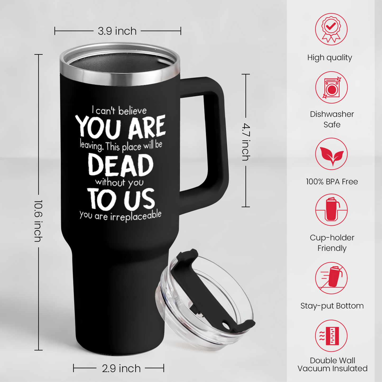 Leaving Job Gifts for Coworkers You Are Dead toUs Tumbler 40oz Stainless Steel with Handle and Straw, Farewell Gifts, New Job Gifts, Going Away Gift for Colleagues Men Women