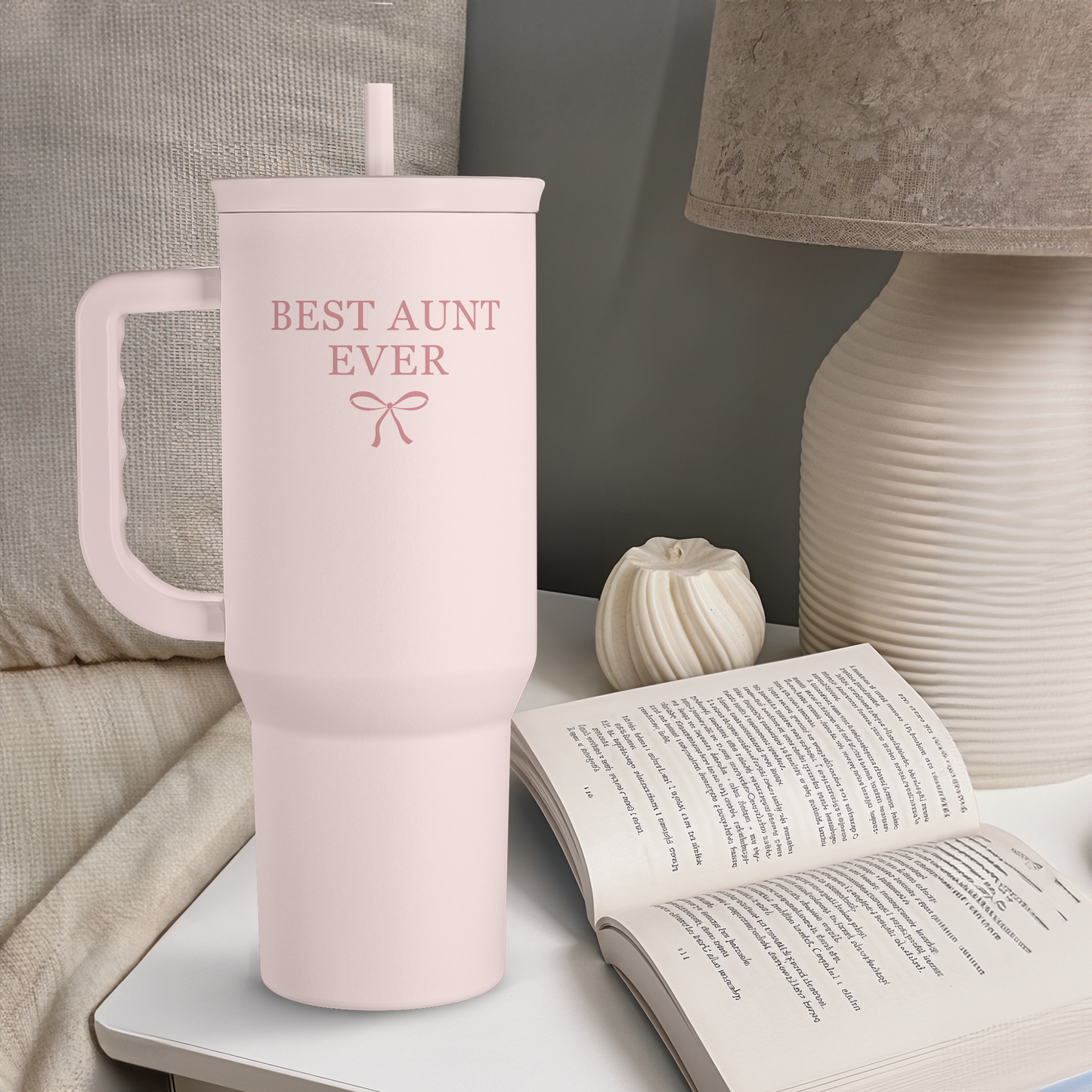 Gift for Aunt - Best Aunt Stainless Steel Tumbler with Handle, Travel Coffee Mug for Moms - Aunts Gifts for Birthday Christmas Mothers Day, 40oz