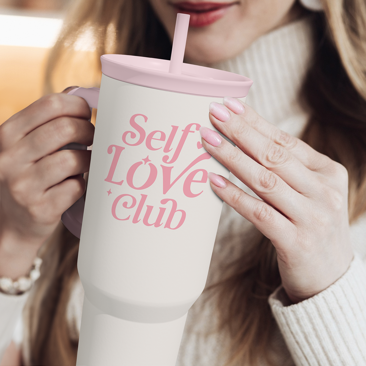 Inspirational Gifts for Women Girls, Inspiration Stainless Steel Insulated Tumbler with Handle, Self Love Clup Coffee Travel Mug Cup, Gift for Birthday Christmas, 40oz