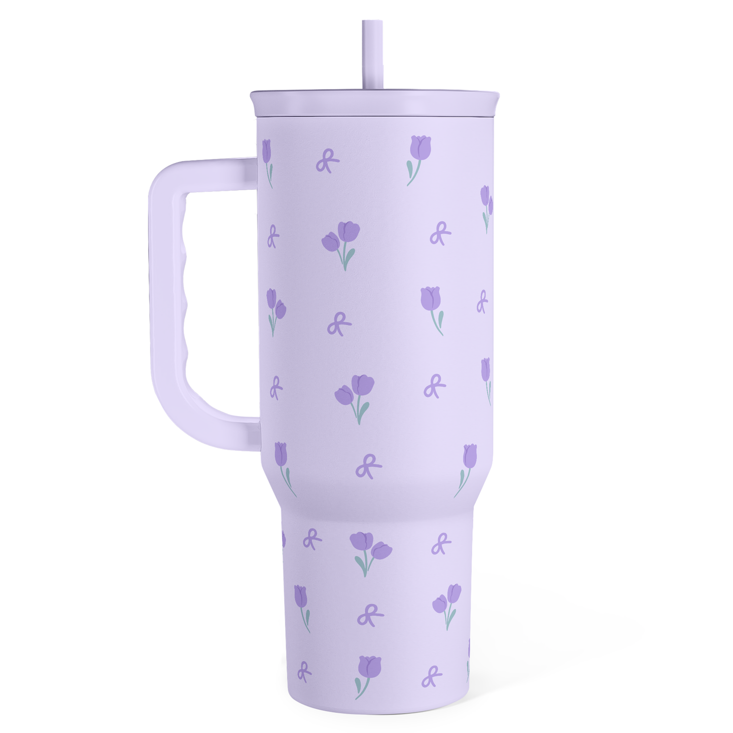 Floral 40oz Tumbler with Handle and Straw – Tulip Insulated Stainless Steel Travel Coffee Mug for Women Girls,  Floral Gift Idea for Birthday Christmas Mothers Day