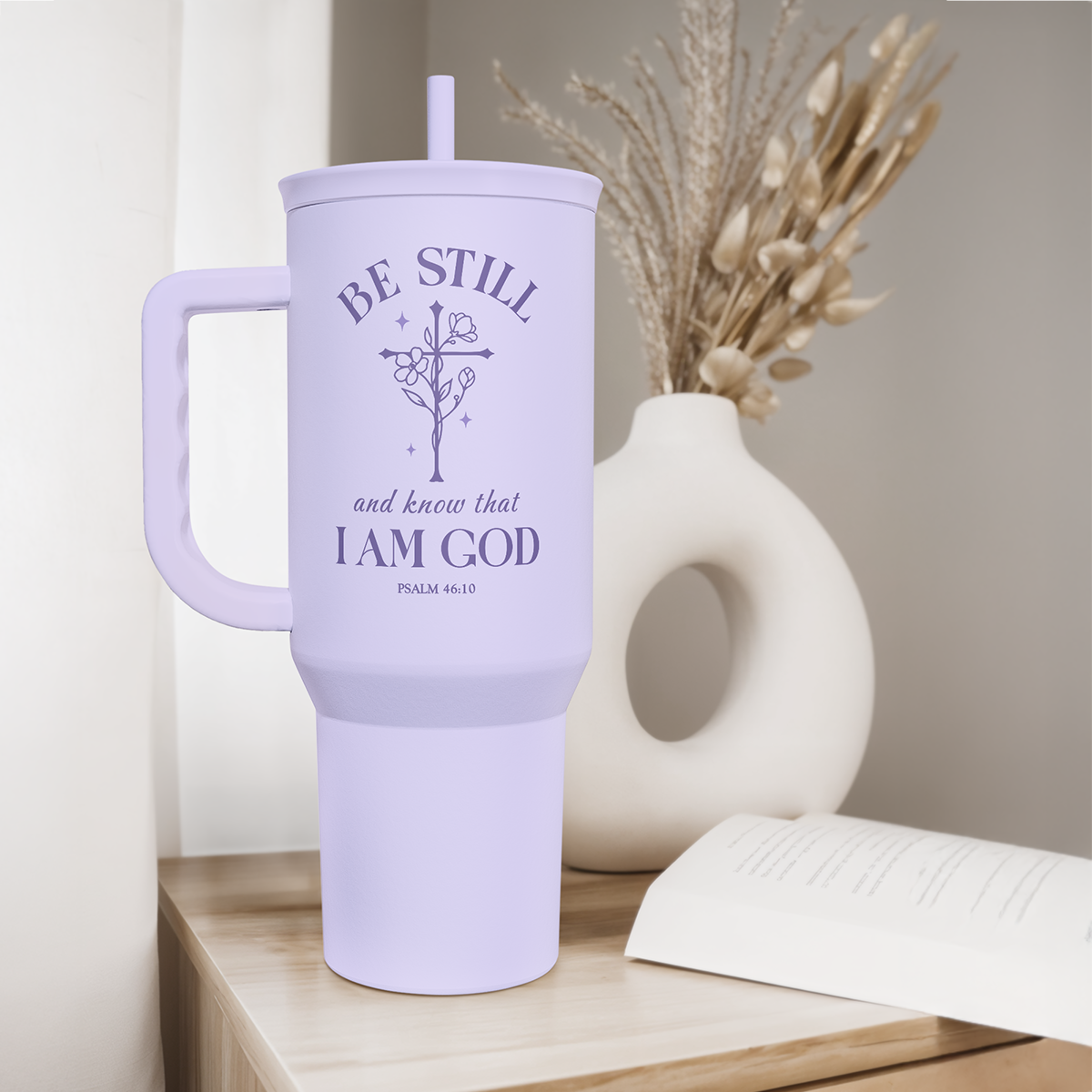 Christian Gift for Women - Insulated Stainless Steel Tumbler with Handle and Straw - Religious Inspirational Gifts for Birthday Christmas, 40oz