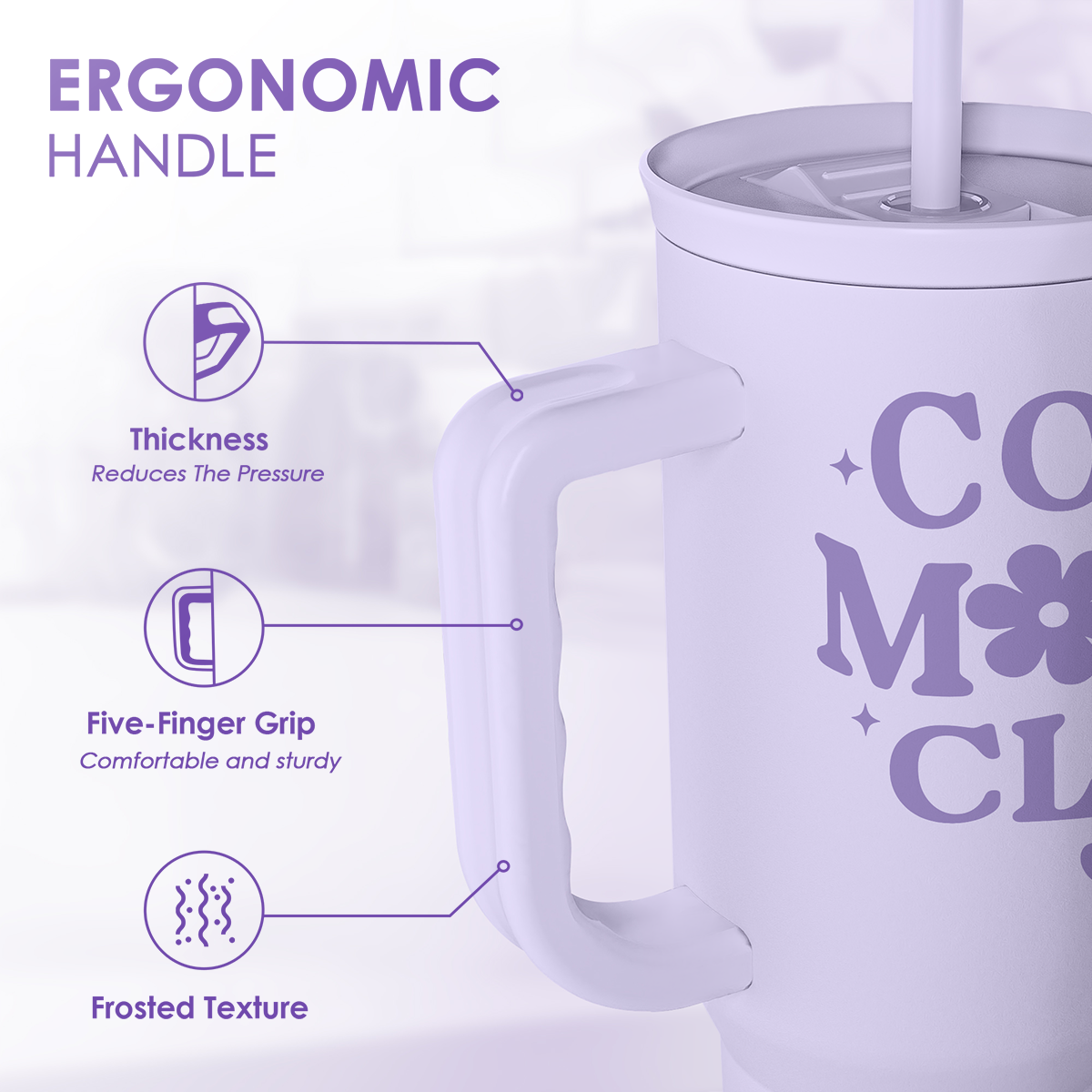 Gift for Mom - Cool Mom Club Stainless Steel Tumbler with Handle, Travel Coffee Mug for Moms - Gifts for Birthday Christmas Mothers Day, 40oz