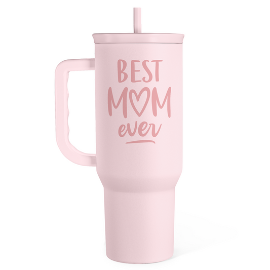 Gift for Mom - Best Mom Stainless Steel Tumbler with Handle, Travel Coffee Mug for Moms - Gifts for Birthday Christmas Mothers Day, 40oz