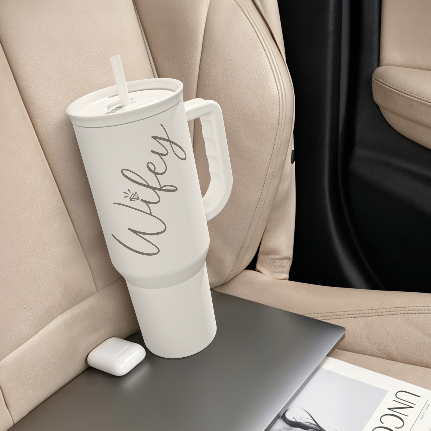 Gift for Wife from Husband-40oz Insulated Stainless Steel Tumbler with Handle and Straw, Gifts for Anniversary, Birthday, Christmas, Valentine, Coffee Travel Mug