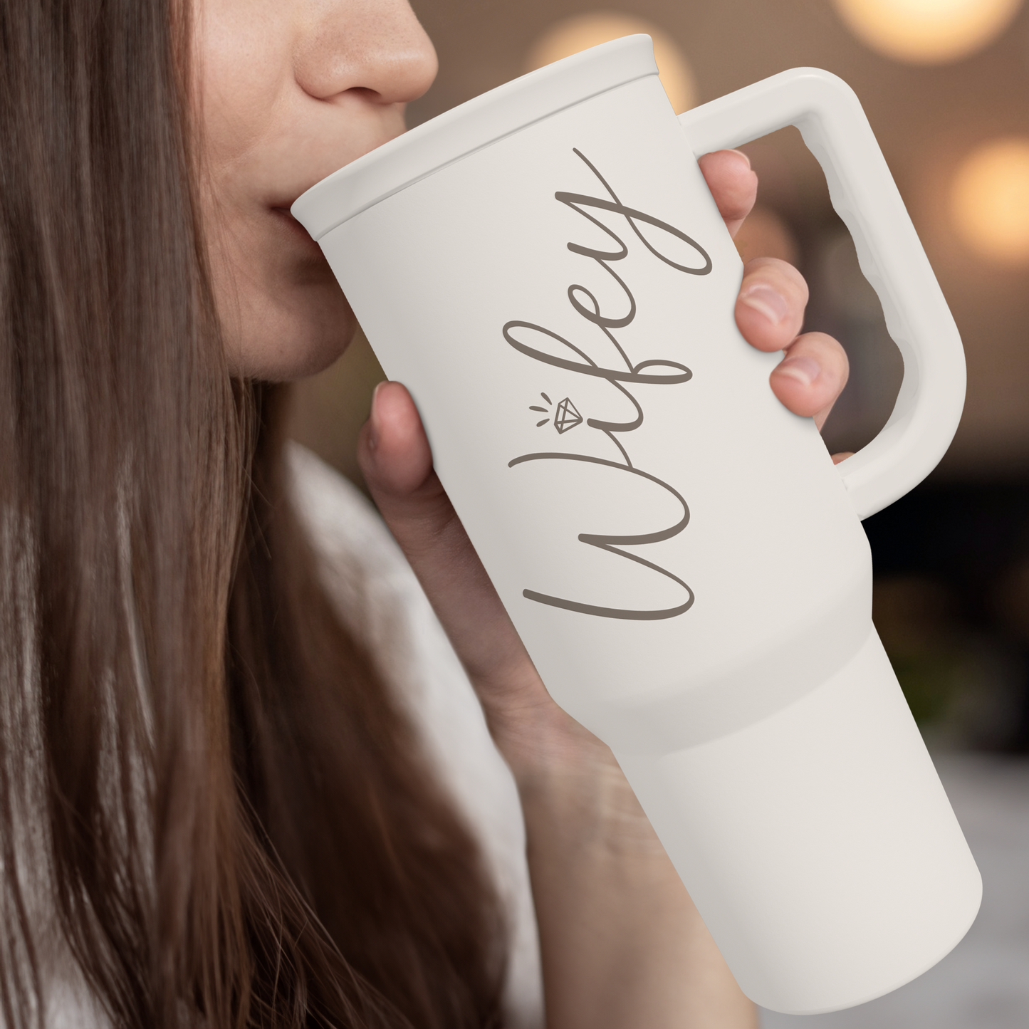 Gift for Wife from Husband-40oz Insulated Stainless Steel Tumbler with Handle and Straw, Gifts for Anniversary, Birthday, Christmas, Valentine, Coffee Travel Mug